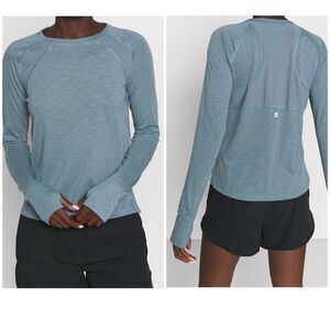Sweaty Betty Size XL Long Sleeve Top Blue Lightweight Jersey Yoga Pilates Sport